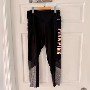 PINK Victoria's Secret Black Gray Leggings Mesh Breathable - L